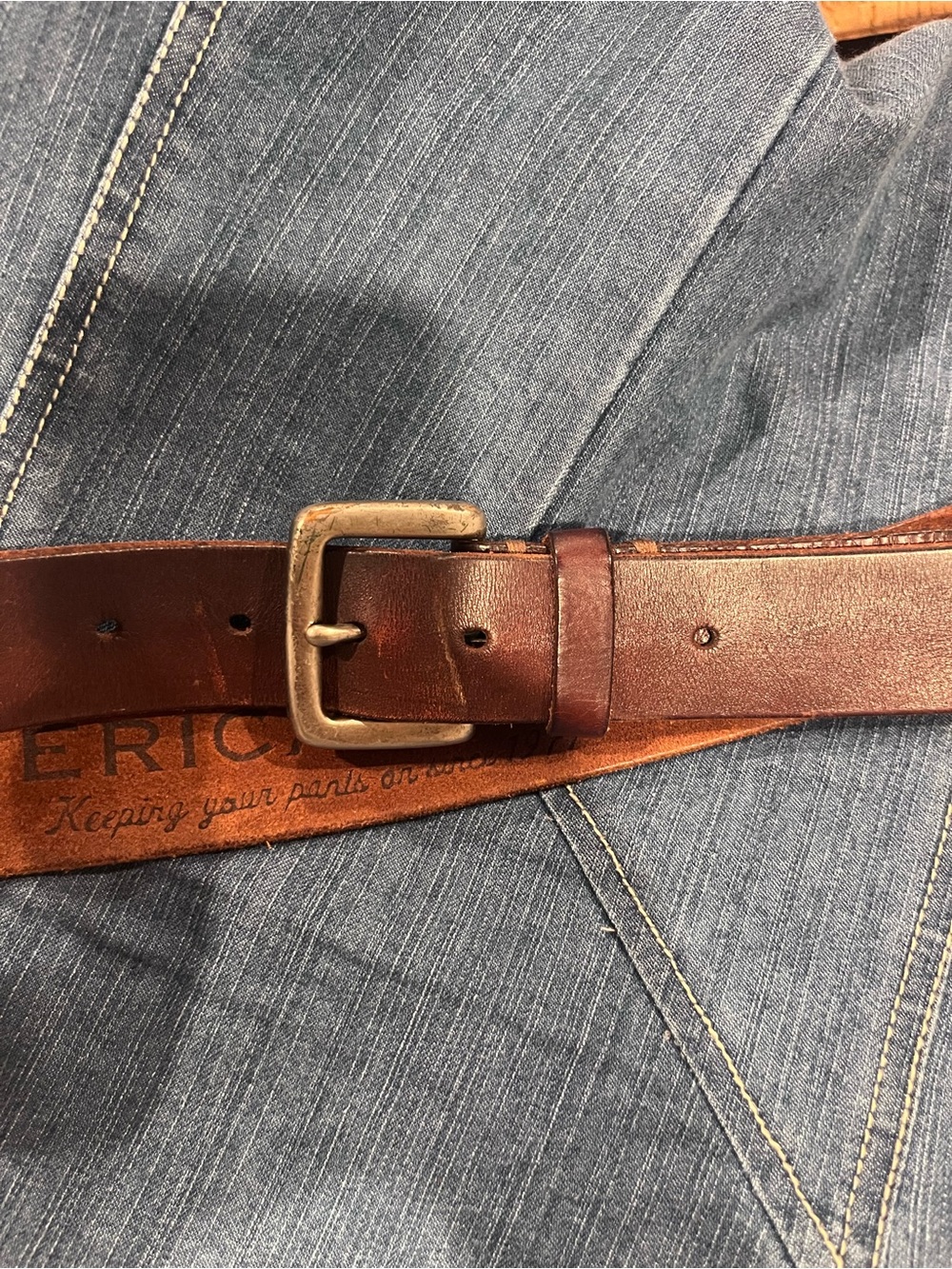 American Eagle Outfitters Brown Leather Belt with Silver Buckle